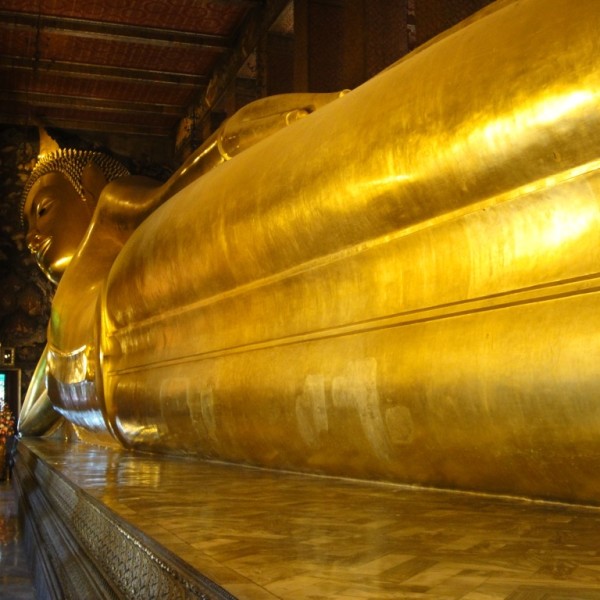The Reclining Buddha at the Wat Po. Bangkok, Thailand